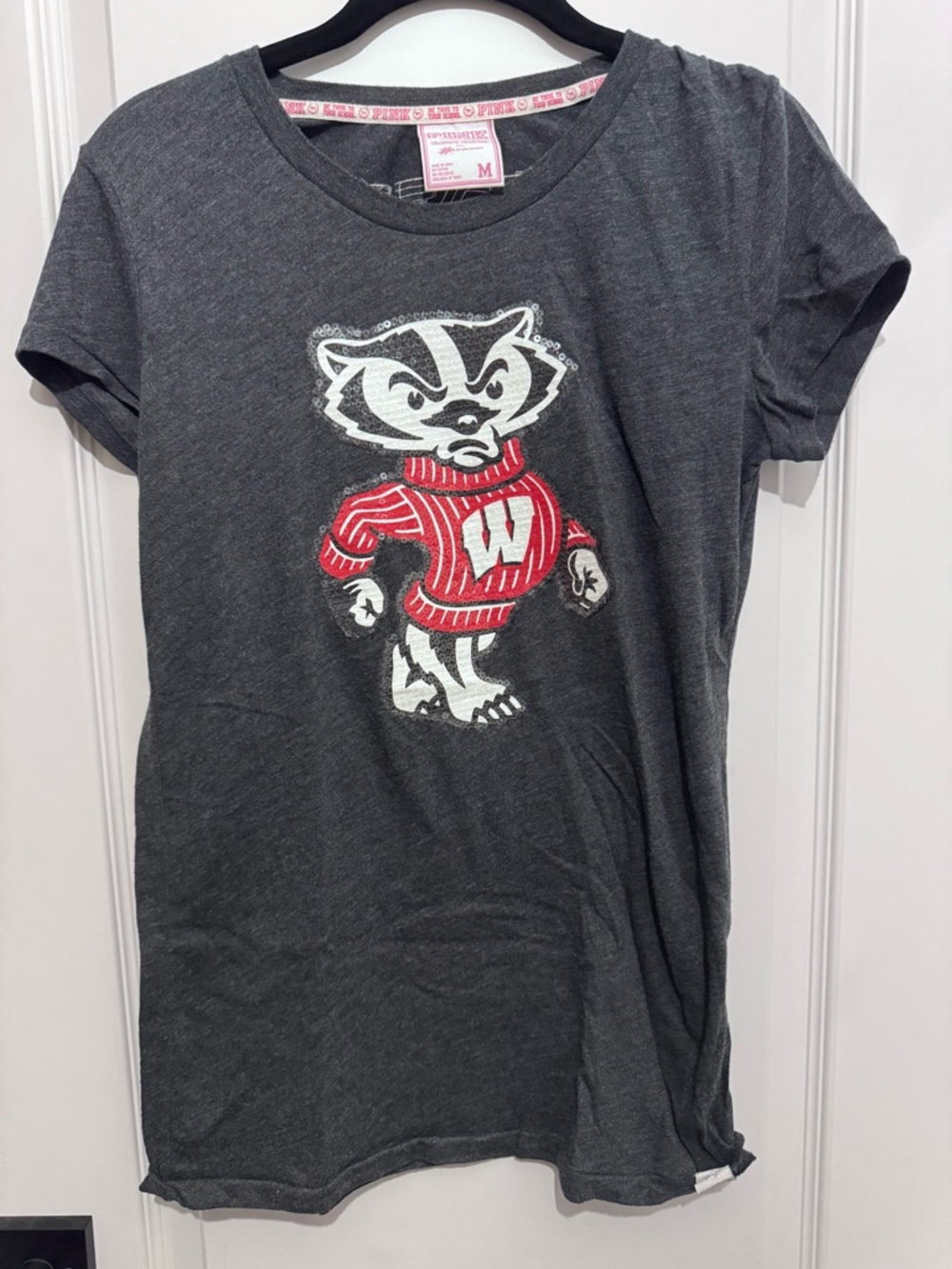 Victoria's Secret University of WI Badger Tee with Sequin Graphic